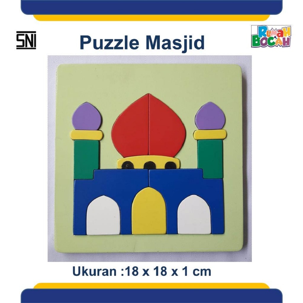 Puzzle Kayu Rumah Ibadah Masjid Untuk Anak